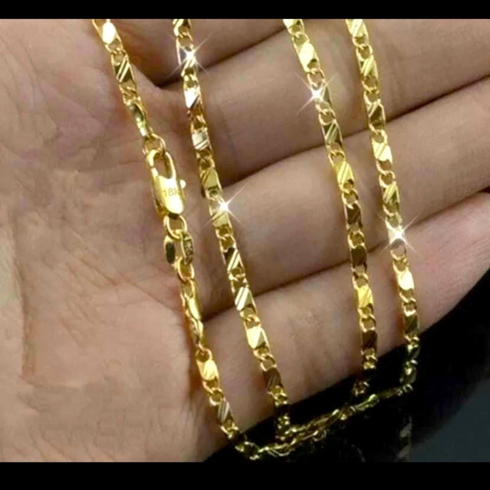 NEW Genuine 18K Gold plated 2.2mm 22 inch Flat Necklace Chain